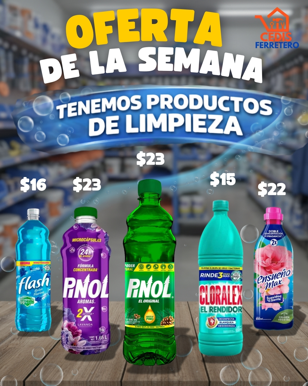 Oferta de líquidos limpiadores